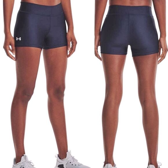 Under Armour Women’s Compression booty Shorts Mid Rise Shorty navy blue 3” XL - Picture 1 of 4